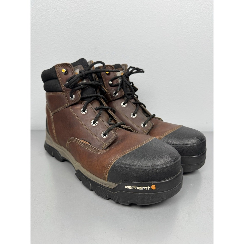 Carhartt Ground Force Work Boots Mens 13 W Comp Toe Waterproof Brown Leather 6"